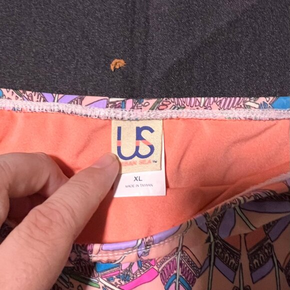 Urban Sea‎ Sz XL Peach Floral Geometric Cheeky Bikini Swim Bottoms (D) - Picture 2 of 4